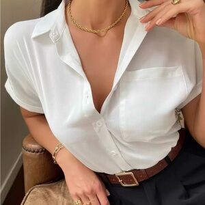 SHEIN White Short-Sleeve Button Down Shirt